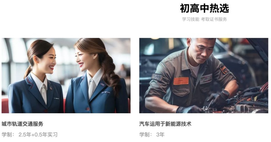专业介绍页中城市轨道交通服务与汽车运用于新能源技术的名称和学制